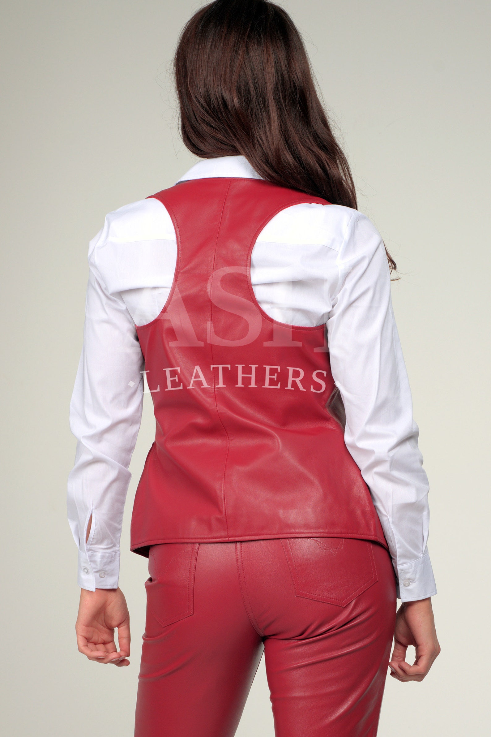 Women Leather Waistcoat Vest With Detailed Side Lacing  - W4 main image 0