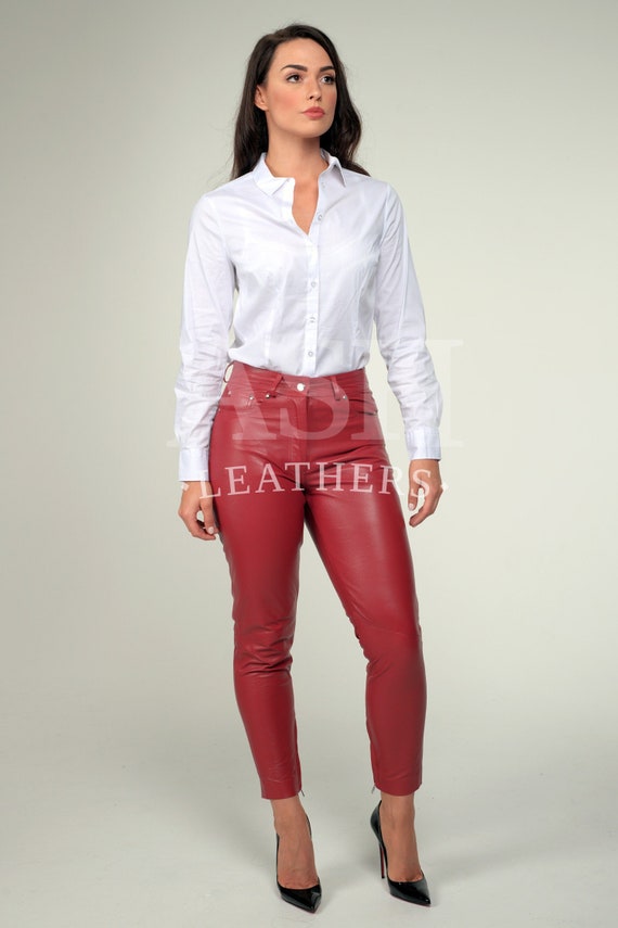 Brown Leather Trousers in Jeans Style for Mens