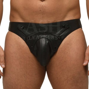 Fule Men Wetlook PVC Boxer Briefs Open Front Hole Crotchless