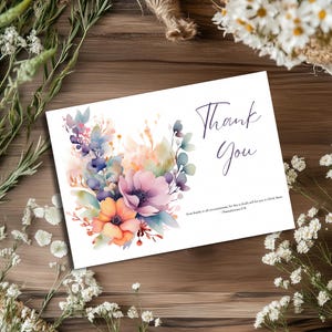 Tarjeta de agradecimiento cristiana imprimible con versículo bíblico, tarjeta floral en blanco, tarjeta religiosa, tarjeta de agradecimiento religioso, descarga instantánea