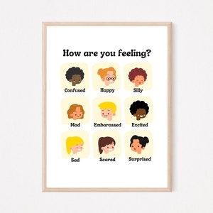 Feelings Poster, Emotions Chart, Classroom Decor, Montessori Homeschool Decor, Feelings Print, Playroom Wall Art, Classroom Art, Emotions