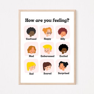 Feelings Poster, Emotions Chart, Classroom Decor, Montessori Homeschool Decor, Feelings Print, Playroom Wall Art, Classroom Art, Emotions