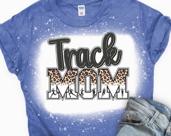 Leopard Track Mom Shirt Bleached, Track Spirit Wear, Track & Field Shirt, Runner T shirt, Track t-shirts, field day parent volunteer shirt