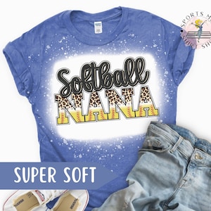 Softball nana Bleached Shirt, Softball nana t-shirt, Softball nana Tee, Bleached shirt, Sports grandma shirt, Softball Season Shirt