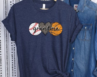 Baseball Basketball Grandma Shirt, Baseball Grandma, Basketball Grandma, Grandma T-shirt, Game day Baseball Basketball, Gift for Grandma