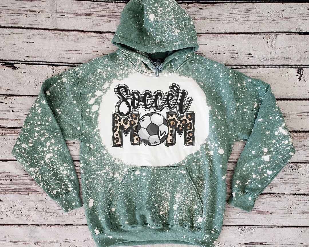 Soccer Mom Hoodie, Soccer Mom Leopard Print Bleach Distressed Hoodie
