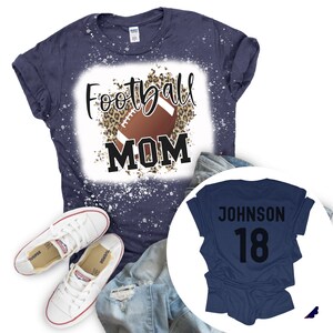 Personalized Football Mom Leopard Bleach Shirt, Custom Football Mom ...