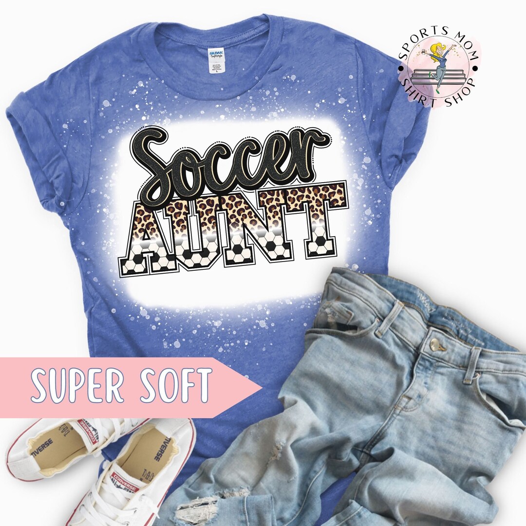 Soccer Aunt Shirt Shirt, Soccer Mom Leopard Print Bleached Distressed