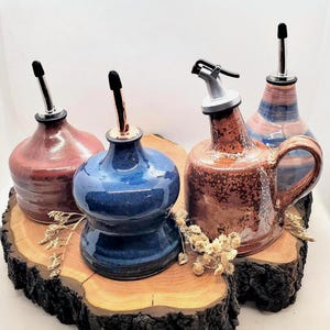 Ceramic Olive Oil Dispenser, Olive Oil Pourer, Vinegar Cruet, Handmade Stoneware Pottery