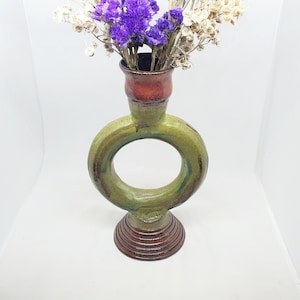 Ceramic Circle Vase, Handmade Donut Vase