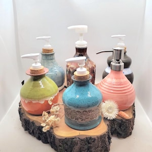 Hand Thrown Pottery Soap Dispenser, Stoneware Soap Dispenser, Lotion pump Dispenser