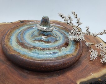 Handmade Ceramic Ring Dish, Unique Pottery Trinket Holder