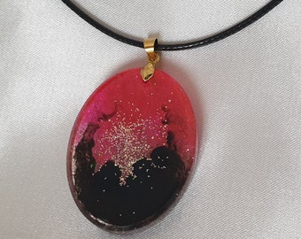 Pink and Black Sparkly Necklace