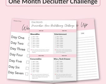 Declutter Challenge Printable, One Month Minimalism Home Decluttering Checklist, 30 Day Declutter Tracker PDF, Home Organization, Download