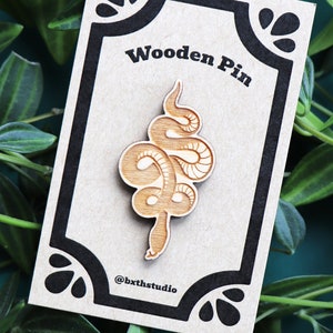 Crowley Snake Tattoo wooden pin - Good Omens Crowley - 4.5 x 2.3 cm - Sustainable laser cut pin