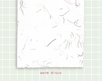 A4 handmade recycled paper in colour "Worm Disco" - Handmade paper for art and journalling - Single sheet