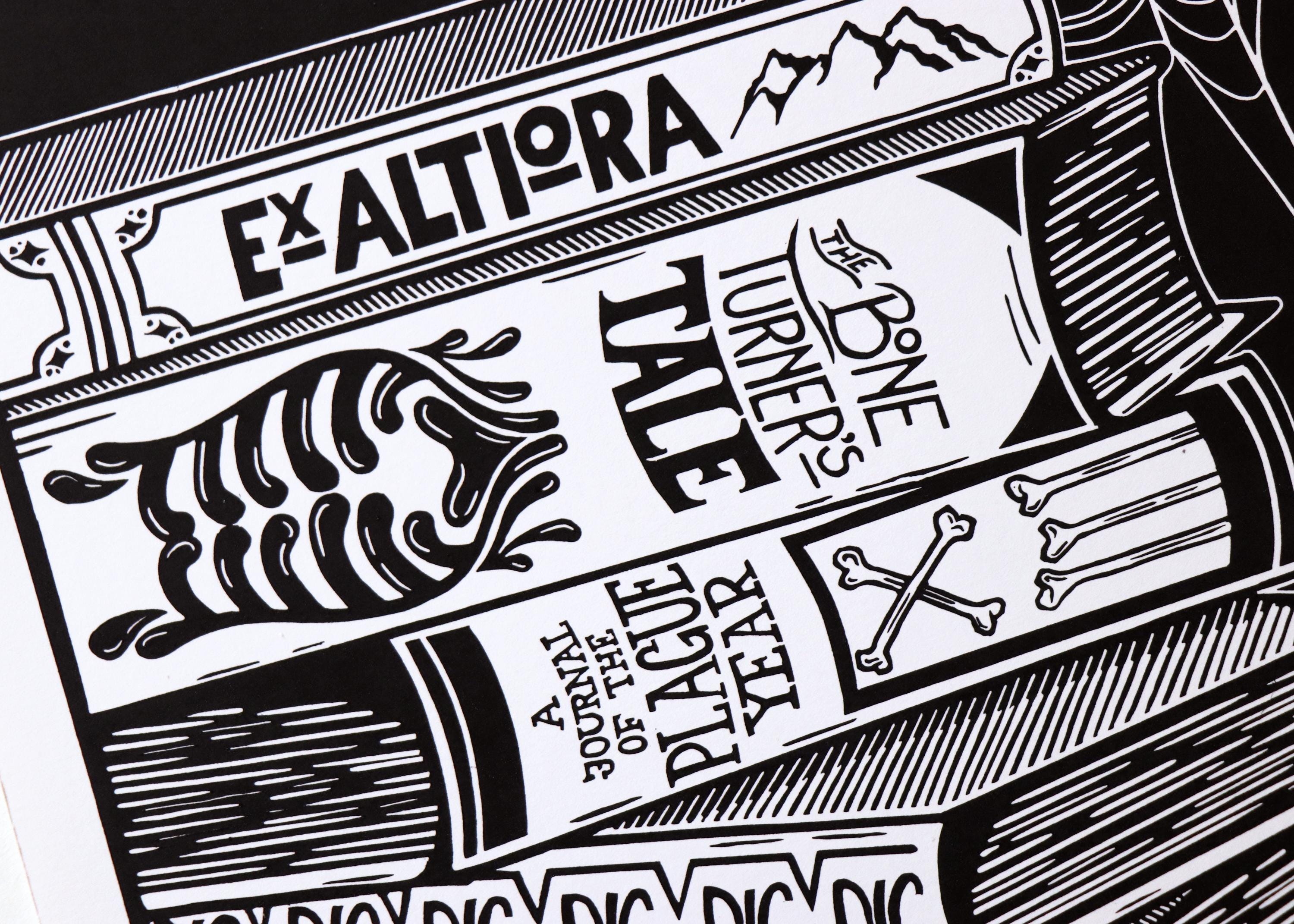 LEITNER'S LIBRARY Lino Block Print - 21 X 29.7 Cm (A4) - the