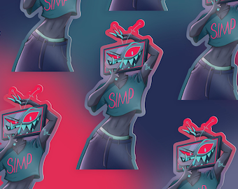 Vox Hazbin Hotel sticker - Glossy paper based vinyl sticker - approx. 9.5x5.5 cm in size
