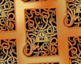 Bill Cipher paper based vinyl sticker - Reproduction of original linocut - approx. 8 x 6 cm in size