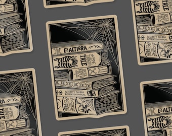 Leitner&#39;s Library glossy paper based vinyl sticker - Reproduction of original linocut - 8x5.6 cm in size - The Magnus Archives TMA