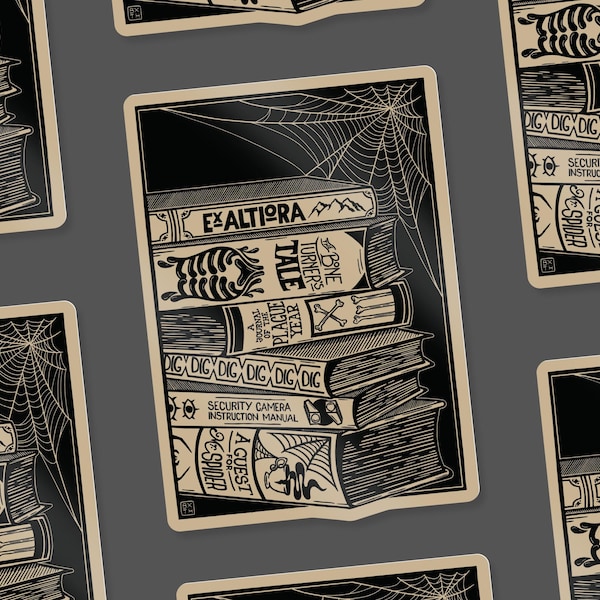 Leitner's Library glossy paper based vinyl sticker - Reproduction of original linocut - 8x5.6 cm in size - The Magnus Archives TMA