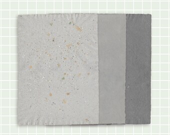 A4 handmade recycled paper in shades of grey - Handmade paper for art and journalling - Single sheet