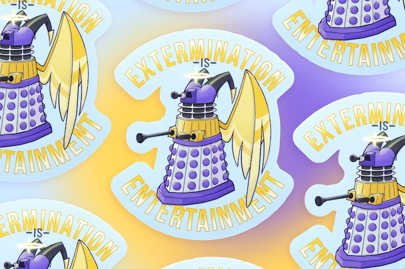 Extermination is Entertainment Adam Dalek sticker Glossy vinyl sticker 7.3x8.5 cm in size Hazbin Hotel // Doctor Who image 1