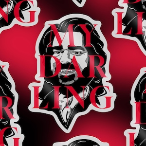 Laszlo Cravensworth &quot;My Darling&quot; WWDITS - Glossy paper based vinyl stickers - Reproduction of original linocut - What We Do In The Shadows