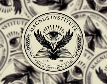 The Magnus Institute logo sticker - Glossy vinyl sticker - 8.1x8.1 cm in size - The Magnus Archives TMA