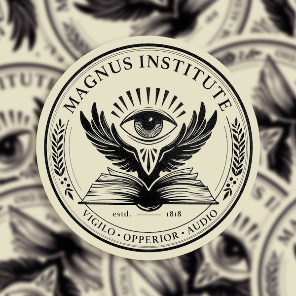 The Magnus Institute logo sticker - Glossy vinyl sticker - 8.1x8.1 cm in size - The Magnus Archives TMA