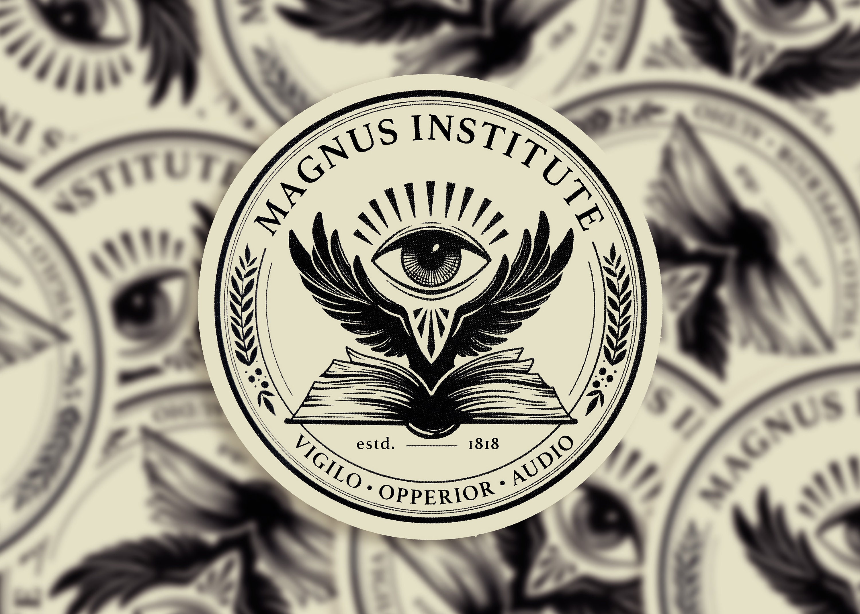 The Magnus Institute logo sticker - Glossy vinyl sticker - 8.1x8.1 cm in size - The Magnus Archives TMA