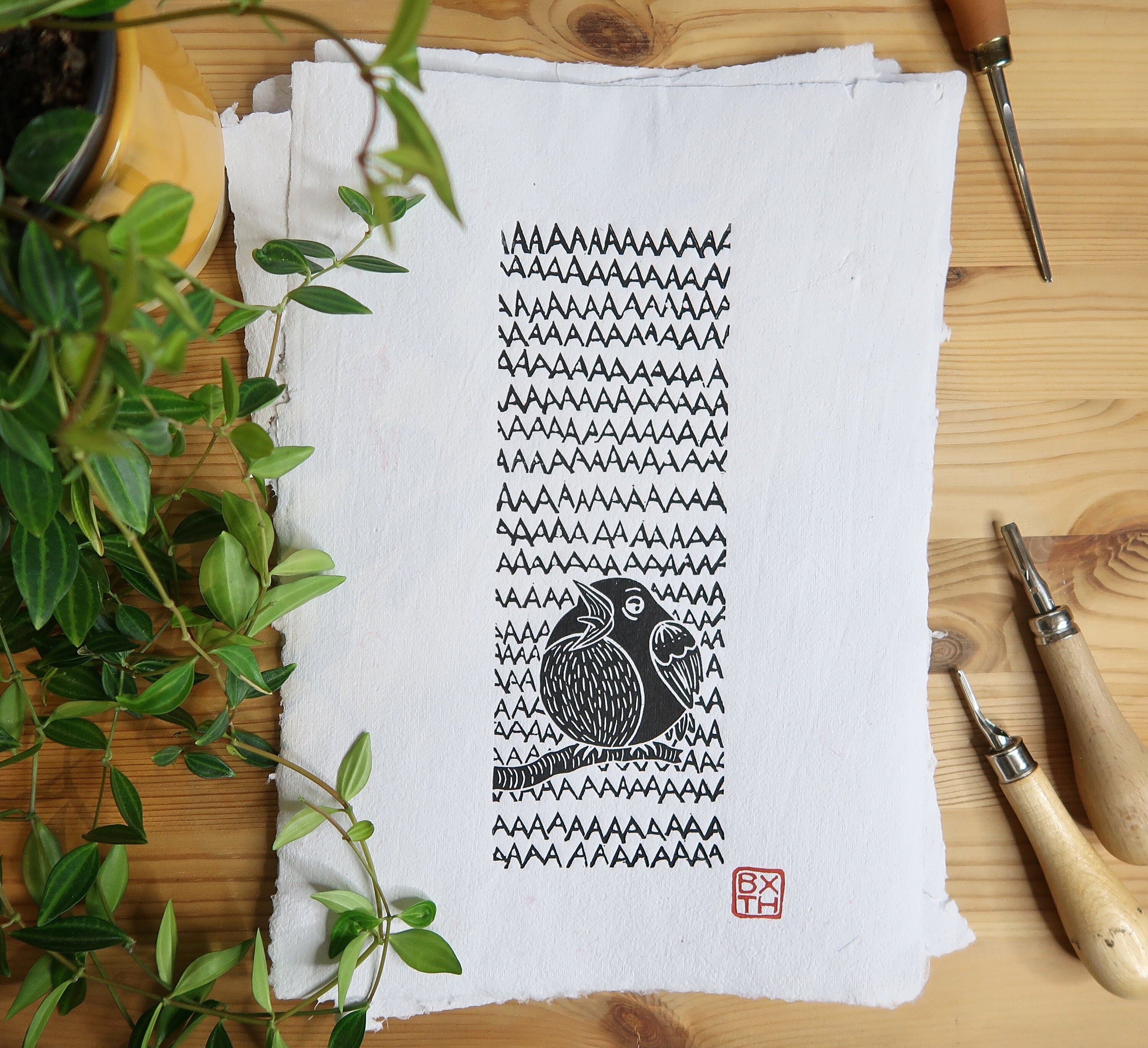 Black and White Linoleum Block Print - Etsy