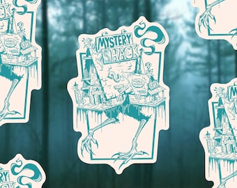 Mystery Shack Baba Yaga paper based vinyl sticker - Reproduction of original linocut - approx. 9.5 x 6.18 cm in size