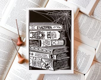 LEITNER&#39;S LIBRARY lino block print - 21 x 29.7 cm (A4) - The Magnus Archives, TMA - Hand printed