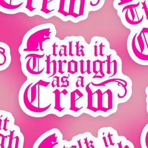 Talk it Through as a Crew OFMD - Glossy paper based vinyl sticker - Reproduction of original linocut  - 8x6.6 cm - Our Flag Means Death