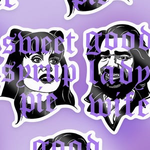 Nadja and Laszlo WWDITS stickers - Glossy paper based vinyl stickers - Reproduction of original linocut - What We Do In The Shadows