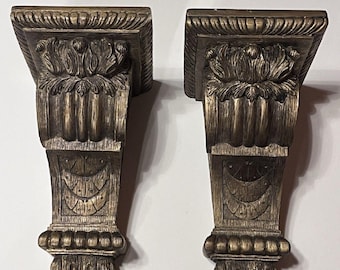 Set of 2 Wall Sconce Curtain Rod/Scarf Holders Corbels Shelf 7.5