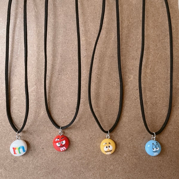 M&Ms necklace/cute gift for Christmas, birthdays, simple presents/colorful charms necklace/chocolate candy necklace/kids teen adult necklace