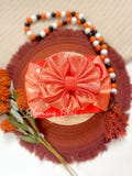 Orange holo handmade head wraps I Handmade spooky head wrap and hair bow I Handmade Halloween baby bows