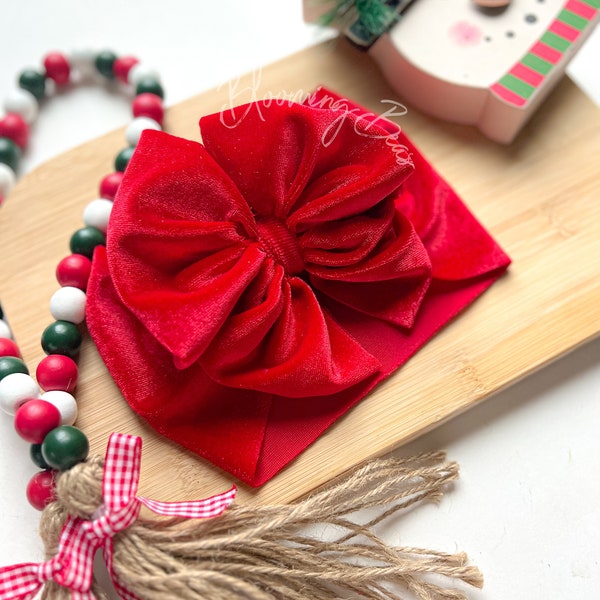 Candy apple red velvet head wrap and hair bow I Red baby hair bows I Handmade red velvet head wraps I spring red velvet head wrap and bow