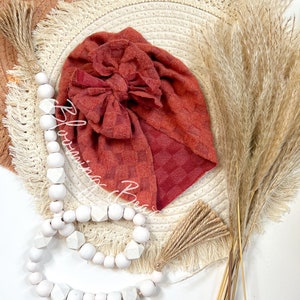 Rust loop terry handmade turban I Fall baby and toddler turban I Rust messy knot turban I Rust donut turban