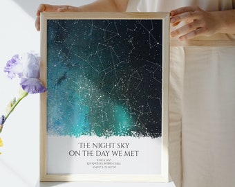 Custom Star Map - Unique Romantic Gift for Him or Her - Personalized Night Sky Print by Date - Perfect Valentine's Day or Anniversary Gift