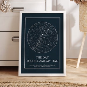 Carte du ciel personnalisée - 1er cadeau fête des pères d'une femme, carte du ciel nocturne le jour où vous êtes devenu mon père, cadeau fête des pères d'enfants, cadeau de nouveau papa