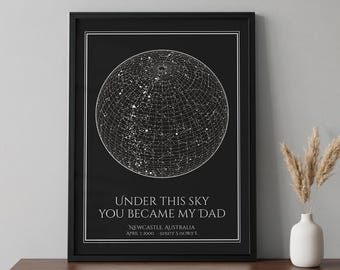 Personalized Star Map for Dad, Under This Sky You Became My Dad Print, Fathers Day Gift