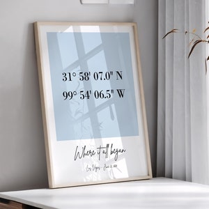 Custom Coordinates Print Personalized Christmas Gift For Him - Where We Met Coordinates Location Print 1st Anniversary Gift For Boyfriend