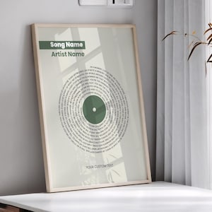 Testo della canzone, poster musicale personalizzato, regalo di Natale per gli amanti della musica, stampa di dischi in vinile personalizzati, regalo di anniversario di matrimonio, regalo personalizzato per gli sposi novelli