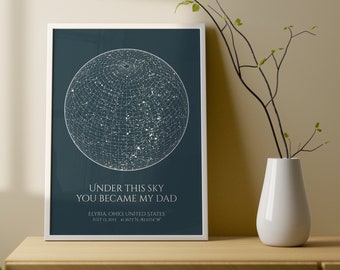 The Day You Became My Dad Star Map- Dad birthday gift from daughter- Night Sky Print Father Daughter Gift- first time dad gift- Dad Birthday