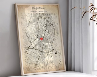 Nosso primeiro mapa de casa personalizado, presente para a primeira casa, nosso primeiro mapa de casa, impressão, presente para uma nova casa, impressão de mapa personalizado, presente de inauguração de casa, presente de corretor imobiliário