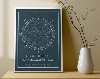 The Day You Became My Dad Star Map, Dad Christmas gift, Night Sky Print Father Daughter Gift, First time dad gift, New Dad Birthday Gift