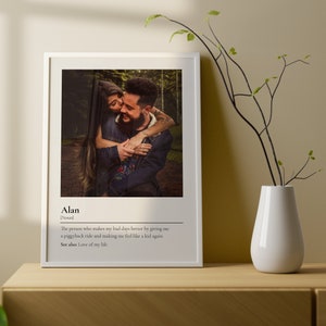 Regalo fotográfico único para San Valentín: impresión personalizada con foto, regalo romántico de aniversario enmarcado para parejas, regalo de cumpleaños personalizado.